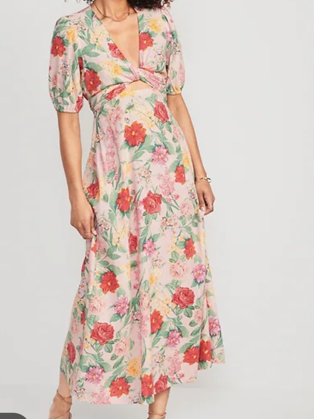 NWT- Old Navy Women’s Pink Floral Wrap Maxi Dress
